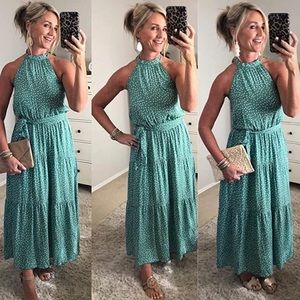 Pretty garden halter neck maxi dress